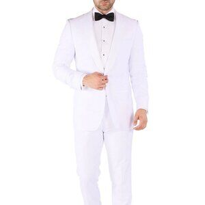 Mens Slim Fit Shawl Tuxedo in White